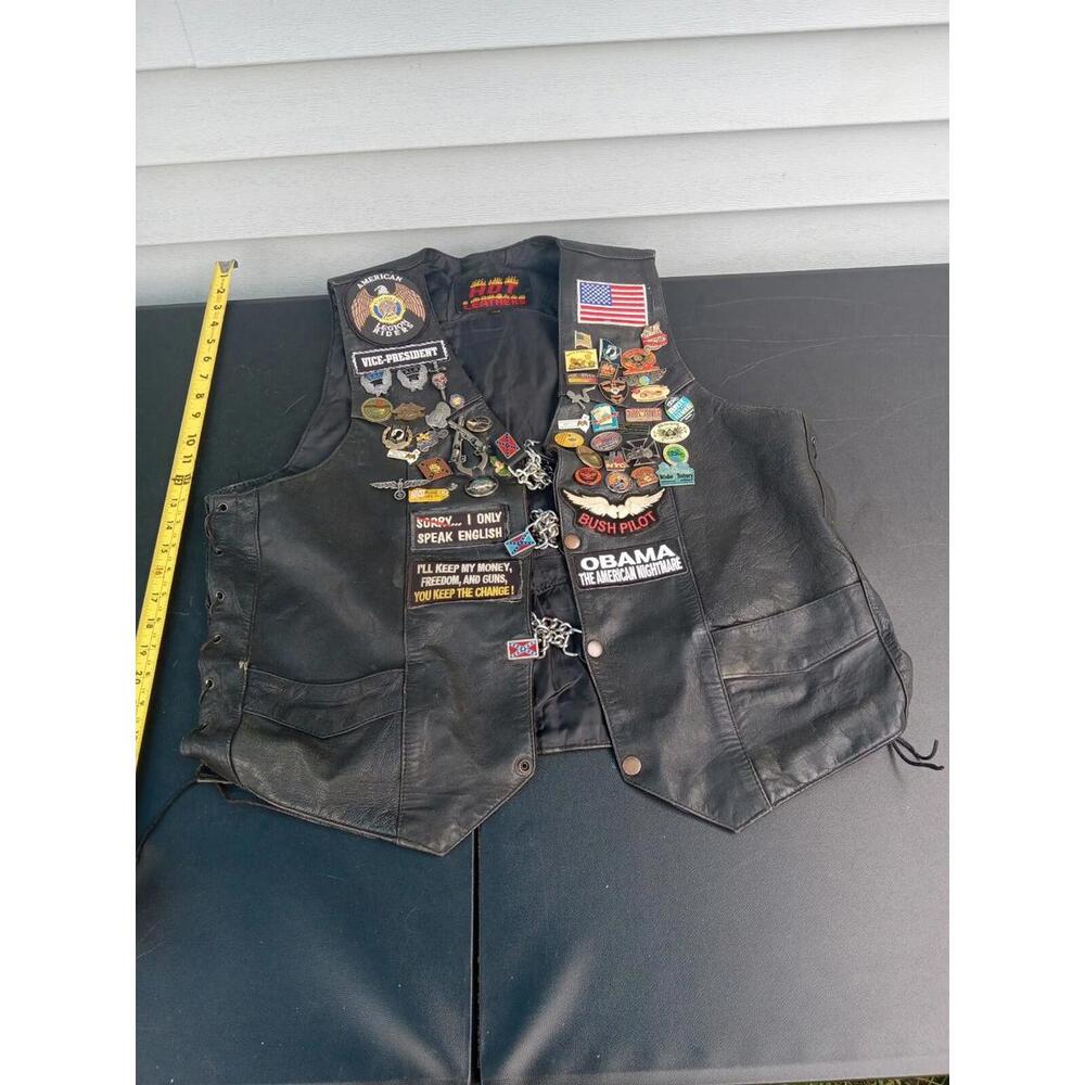 RARE MOTORCYCLE Vest Jacket American Legion VICE PRESIDENT W/50 PINS  XXL TR7#27